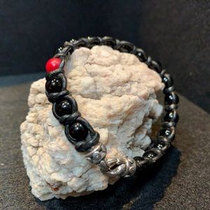 Scott Kay Silver Onyx & Leather bracelet